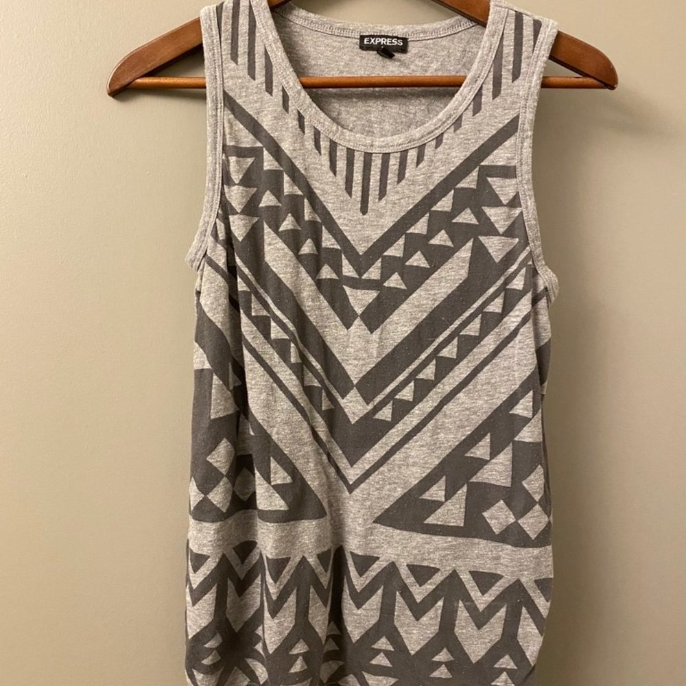 Express Geometric Grey Tank